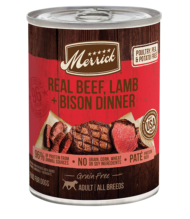 Merrick Grain Free Real Beef Lamb And Bison Wet Dog Food 12 - detail view