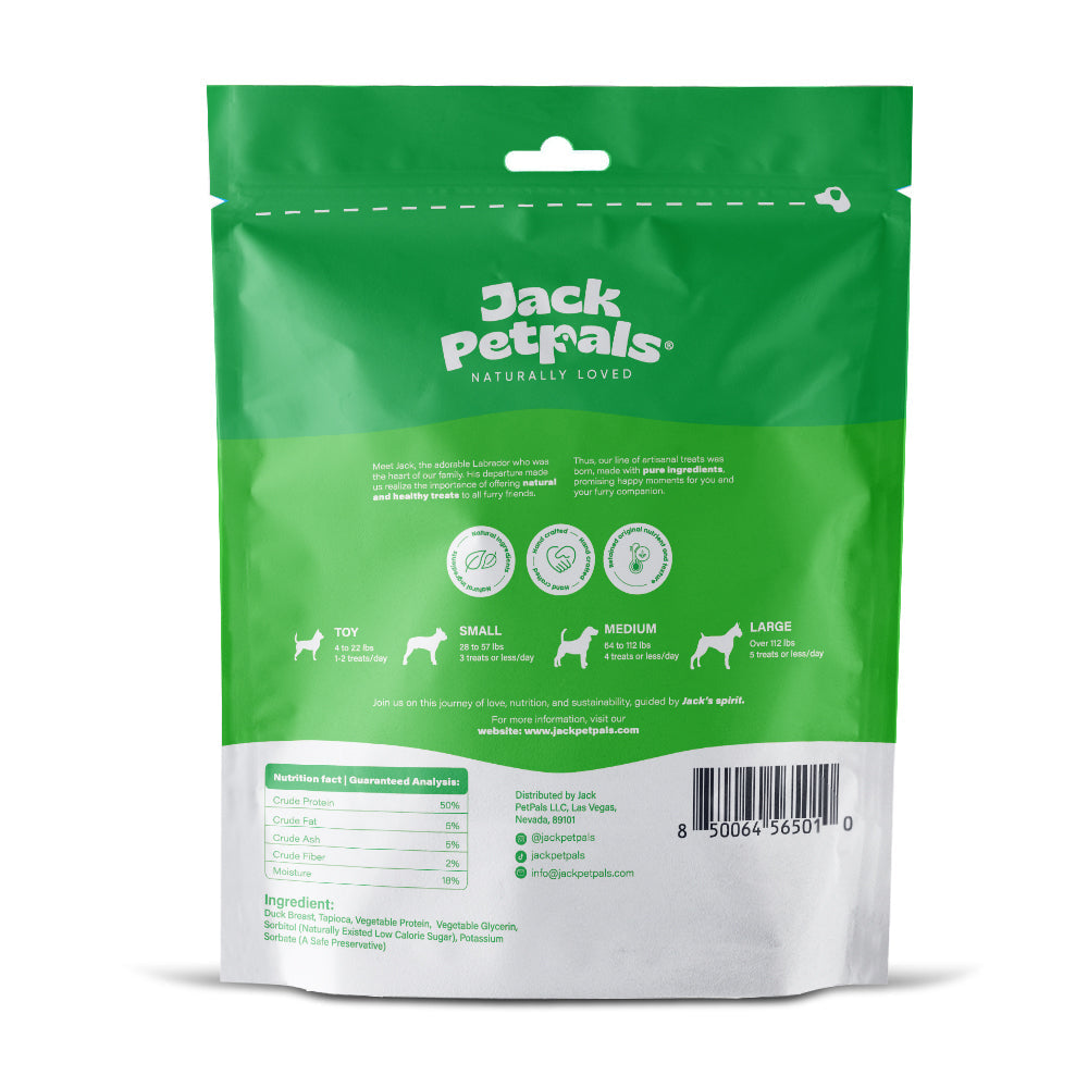 Dog Treats Jack PetPals Handcrafted Jerky Duck Breast Treats - size and texture image for dog treats