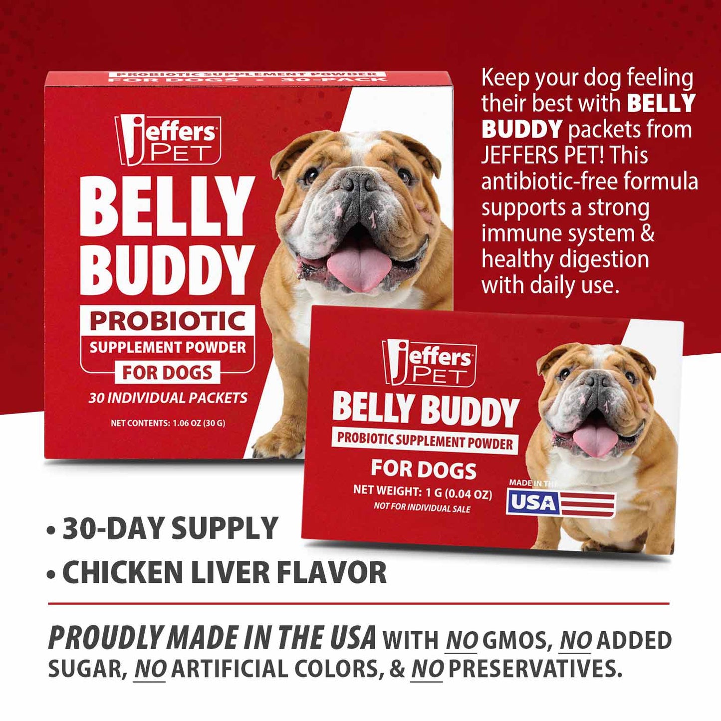 Belly Buddy Probiotic Supplement Powder For Dogs Pet - lifestyle view