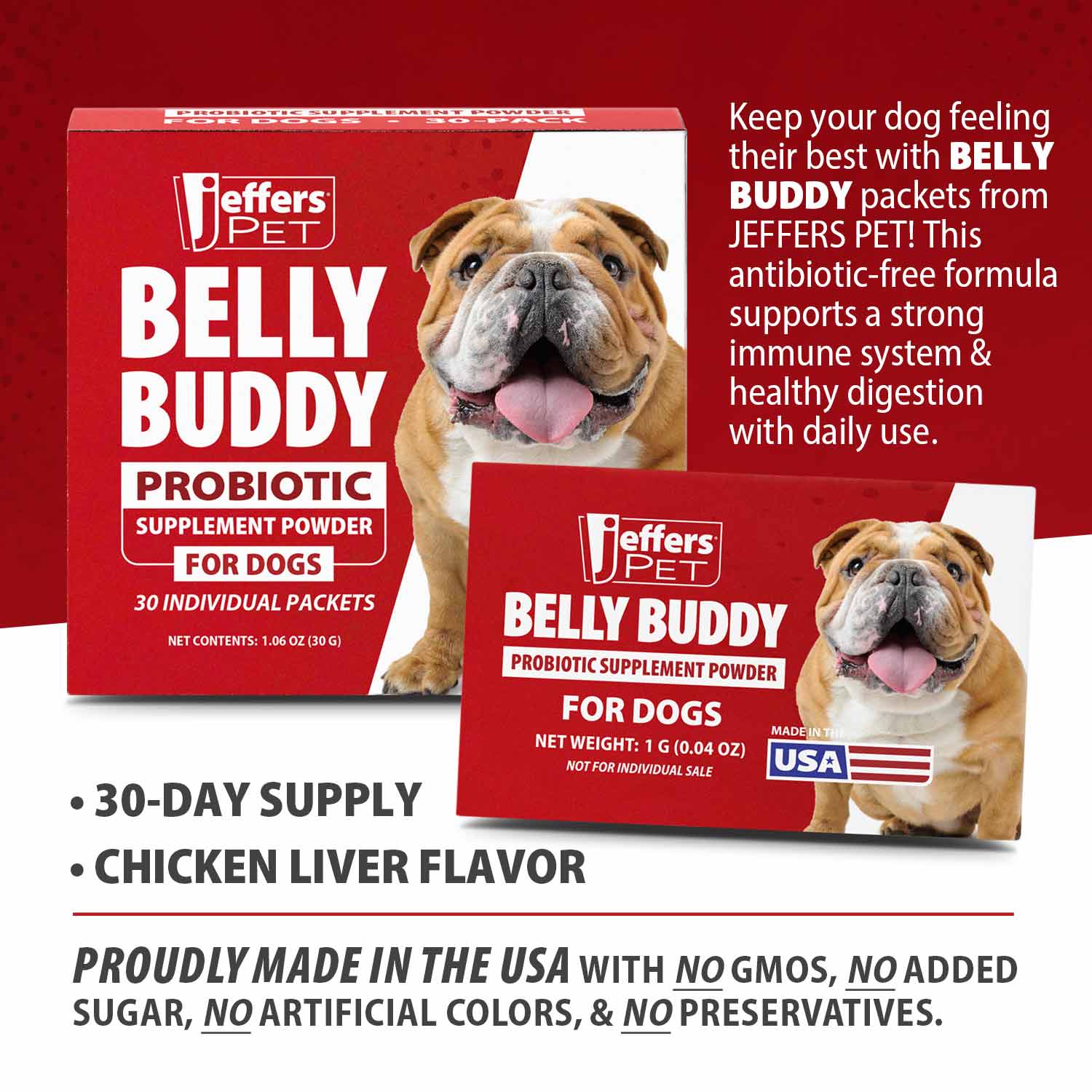 Belly Buddy Probiotic Supplement Powder For Dogs Pet - lifestyle view