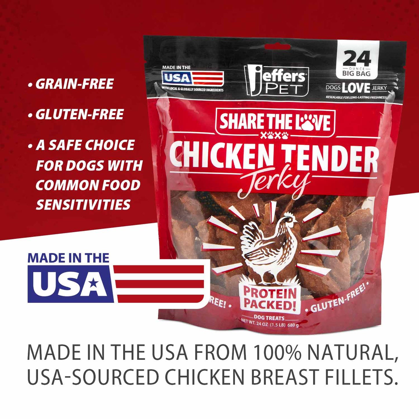 Dog Treat Jeffers Natural Chew 24 oz Daily Reward Premium - close up view