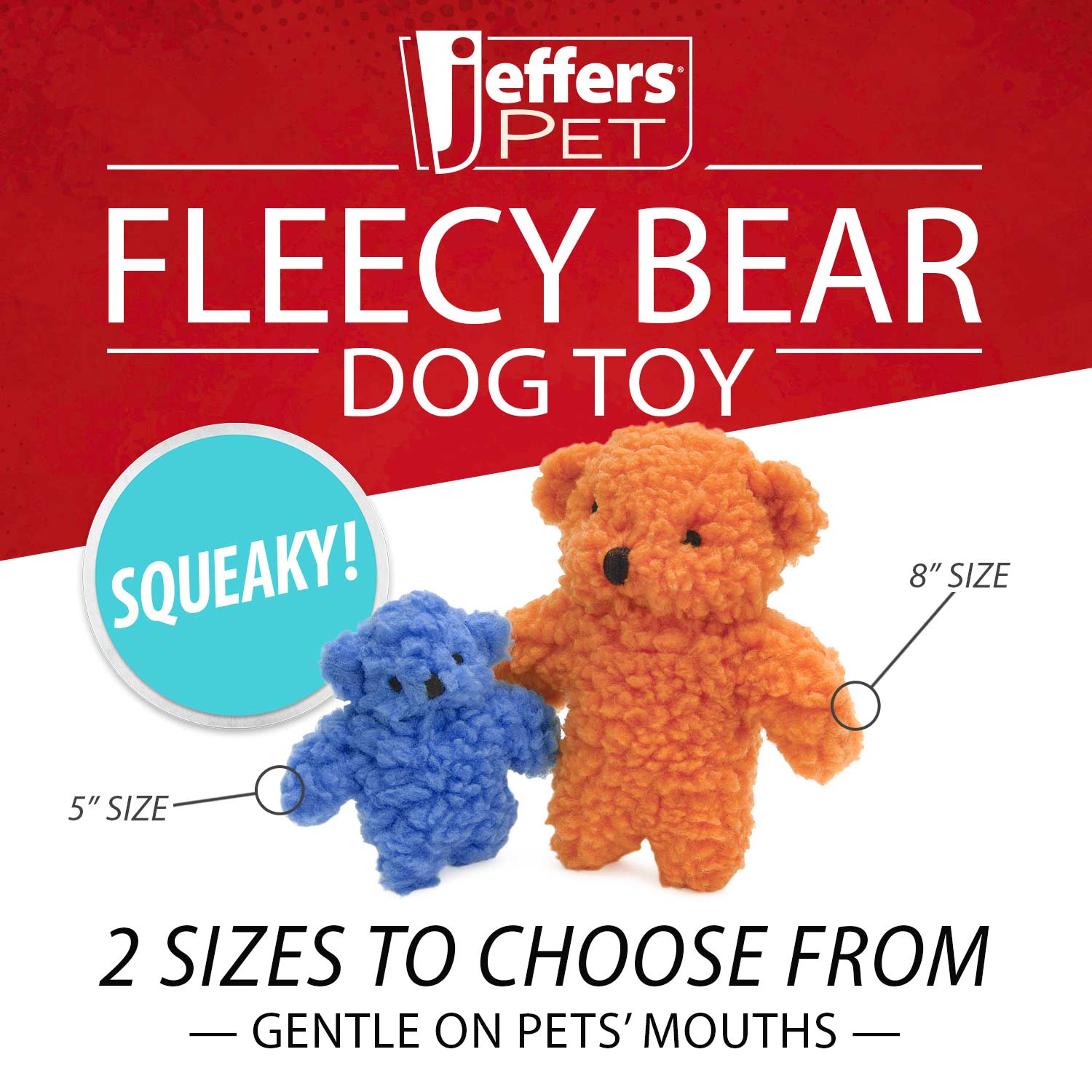 Fleecy Bear Plush Squeaker Dog Toys Interactive Dog - close up view