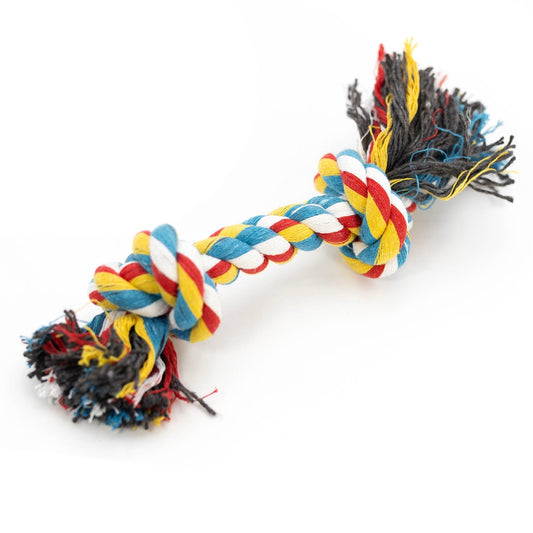 Jeffers Multi-Colored Braided Rope Bone Tug Toy for Dogs - detail view