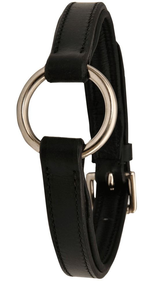 Premium Padded Black Leather Dog Collars Adjustable - detail view