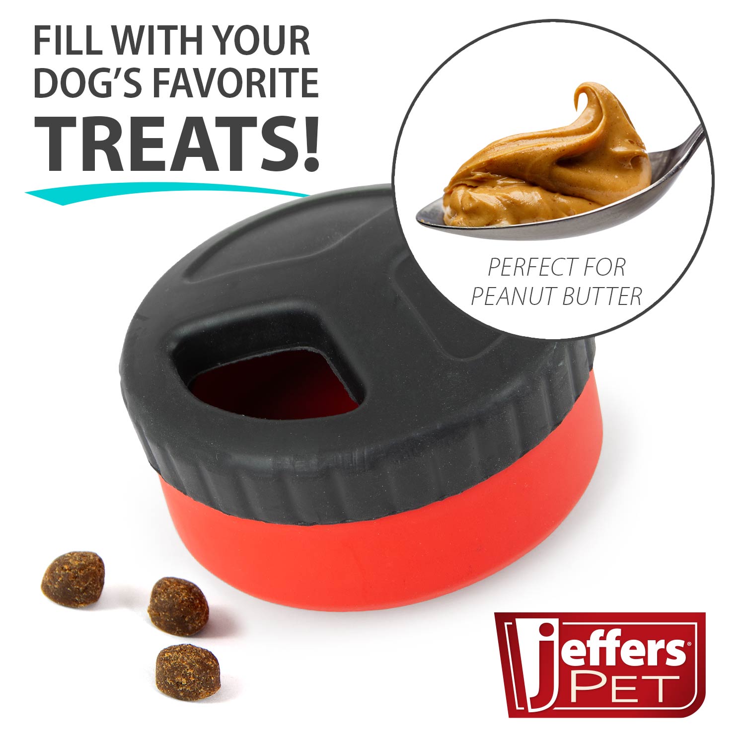 Red Hockey Puck Natural Rubber Treat Dispensing Dog - gallery image 5