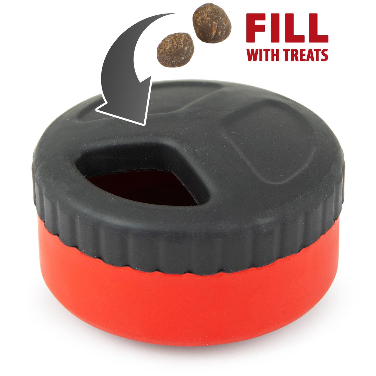 Red Hockey Puck Natural Rubber Treat Dispensing Dog - main product image