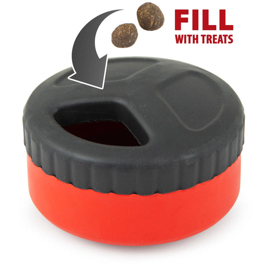 Red Hockey Puck Natural Rubber Treat Dispensing Dog - main product image