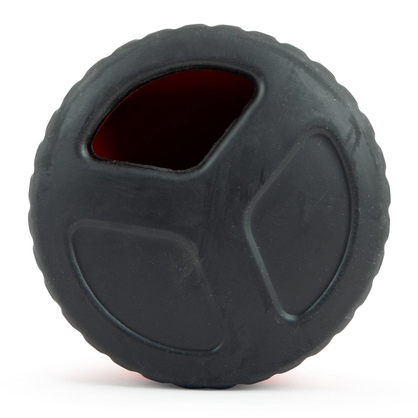 Red Hockey Puck Natural Rubber Treat Dispensing Dog - gallery image 7