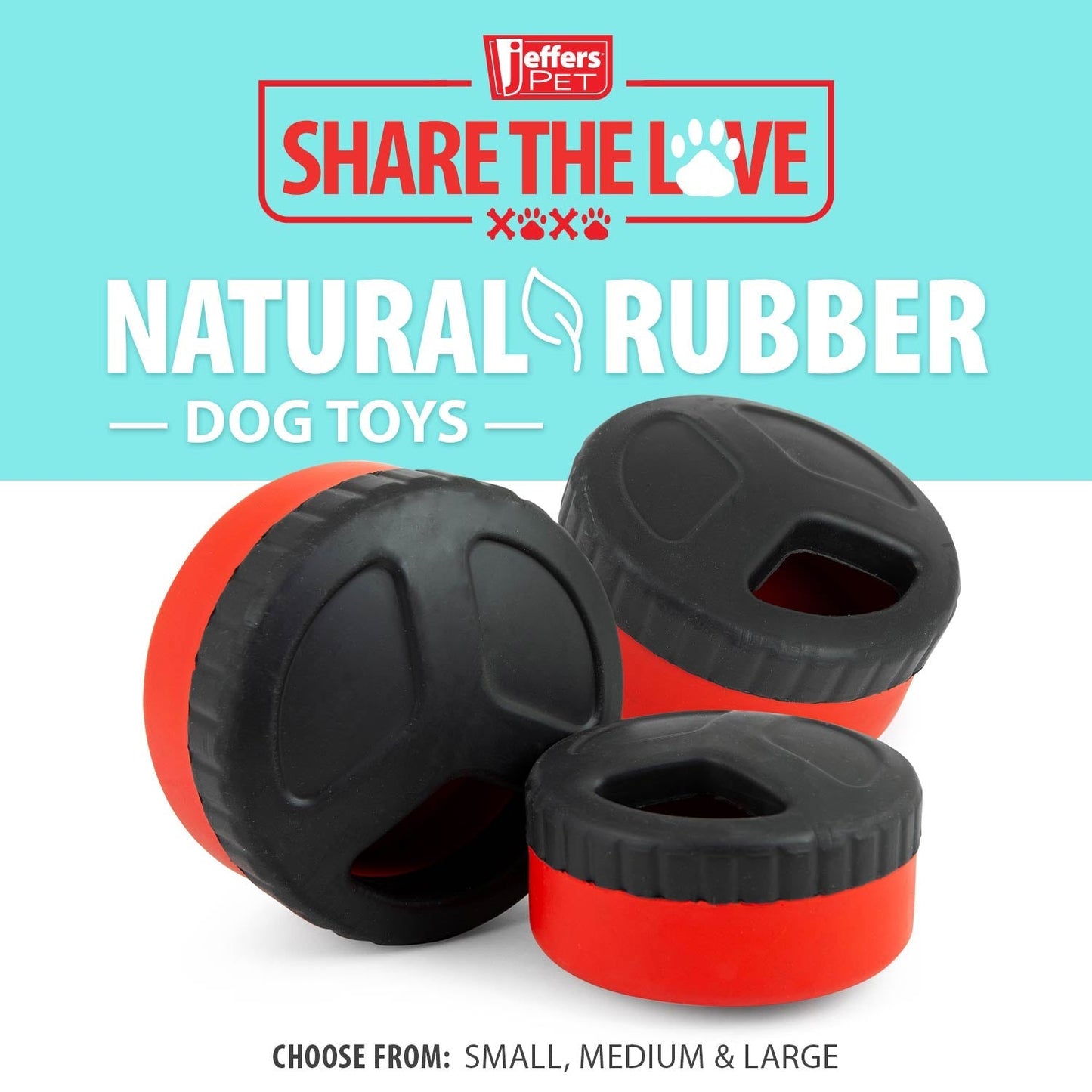Red Hockey Puck Natural Rubber Treat Dispensing Dog - close up view