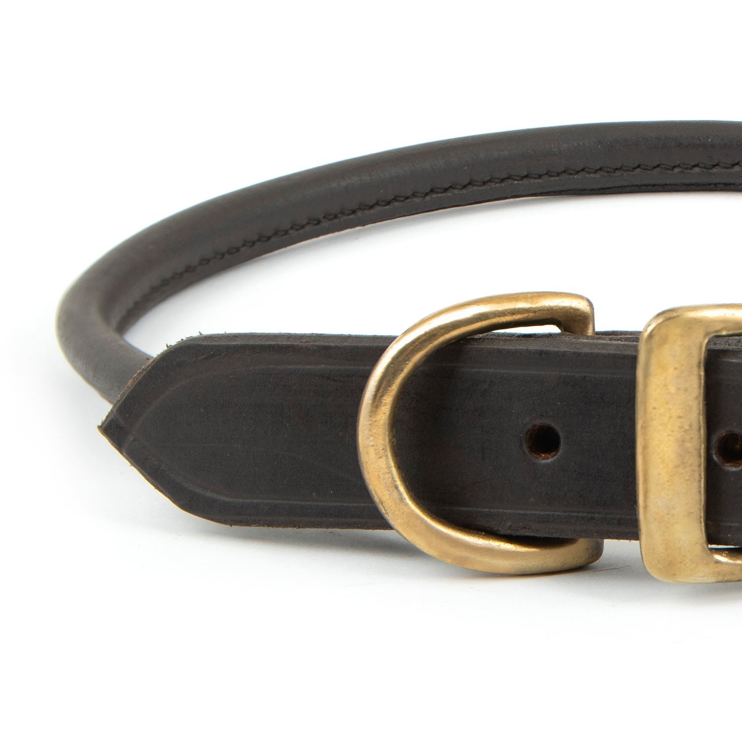 Rolled Leather Dog Collars With Brass Hardware Dog - gallery image 6