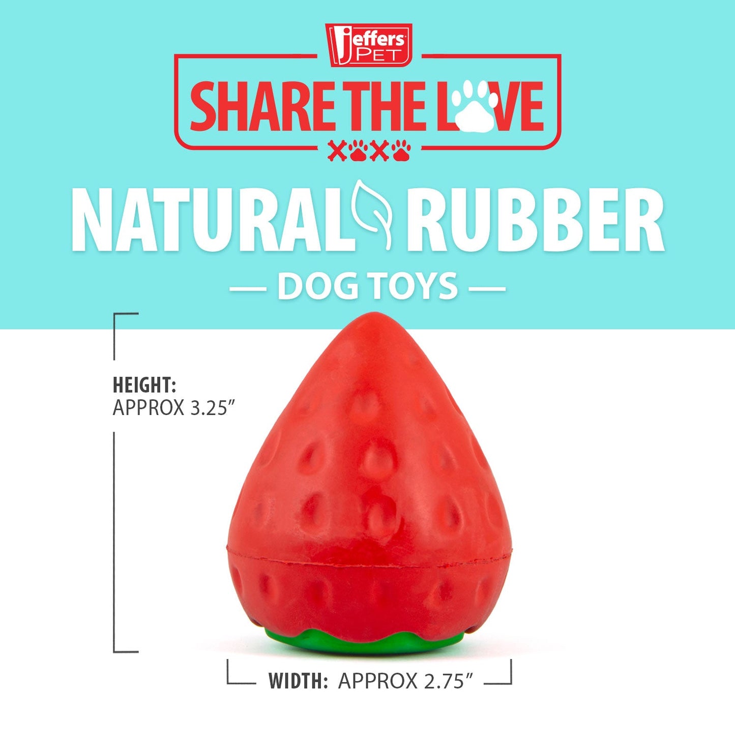 Squeaky Strawberry Natural Rubber Dog Dental Chew - lifestyle view