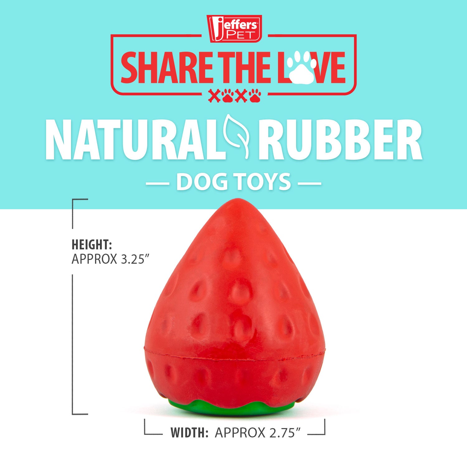 Squeaky Strawberry Natural Rubber Dog Dental Chew - lifestyle view