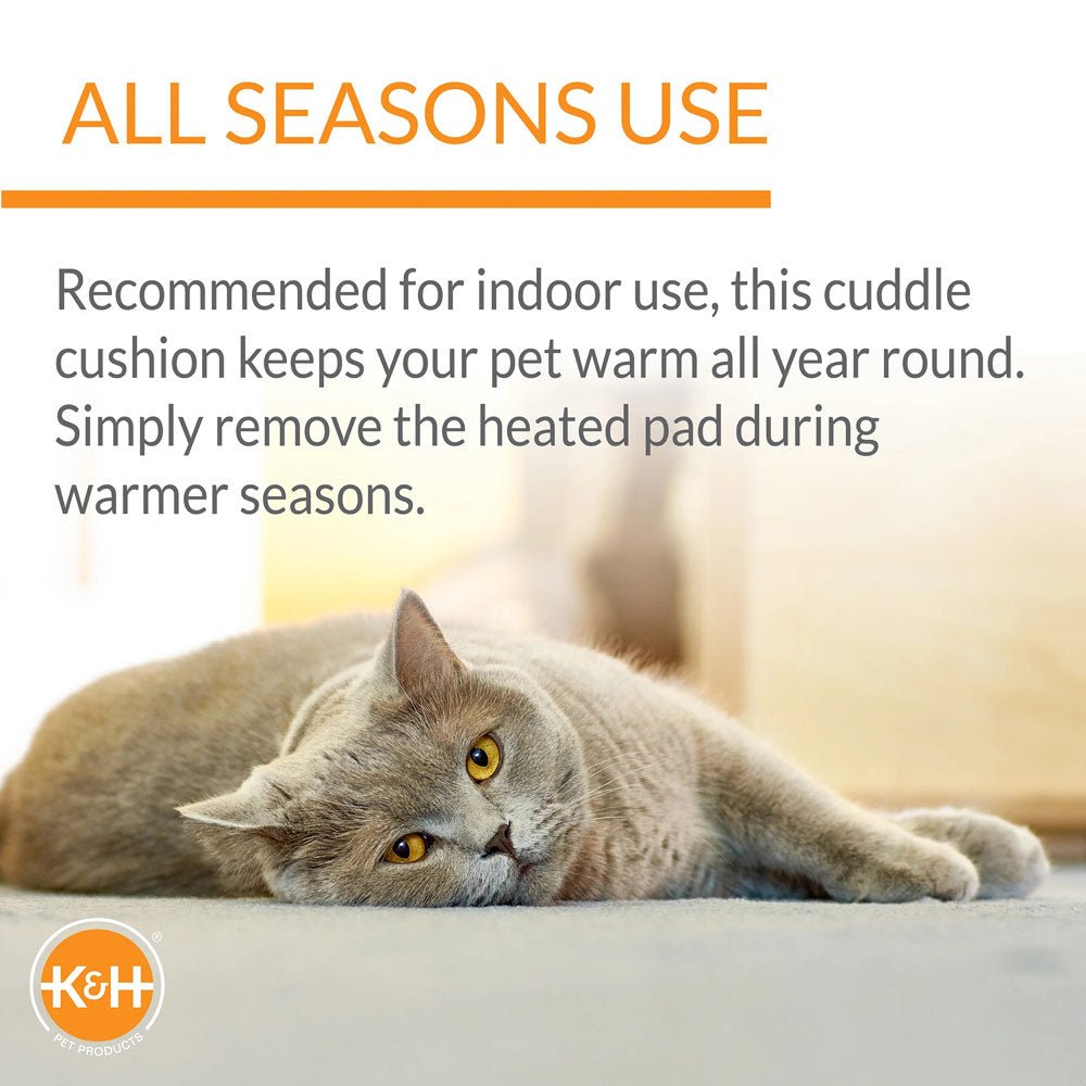 K H Thermo Pet Cuddle Cushion Heated Pet Bed Indoor Heated - close up view