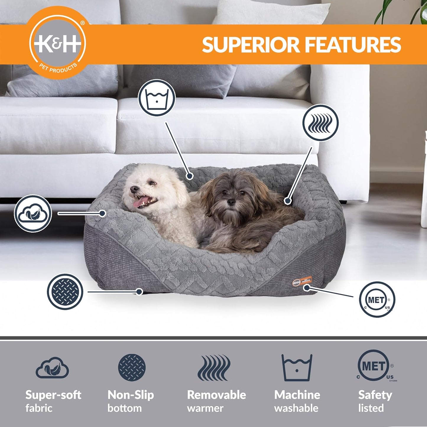 K H Thermo Pet Lounge Sleeper Heated Cat Small Dog Bed Plush - close up view