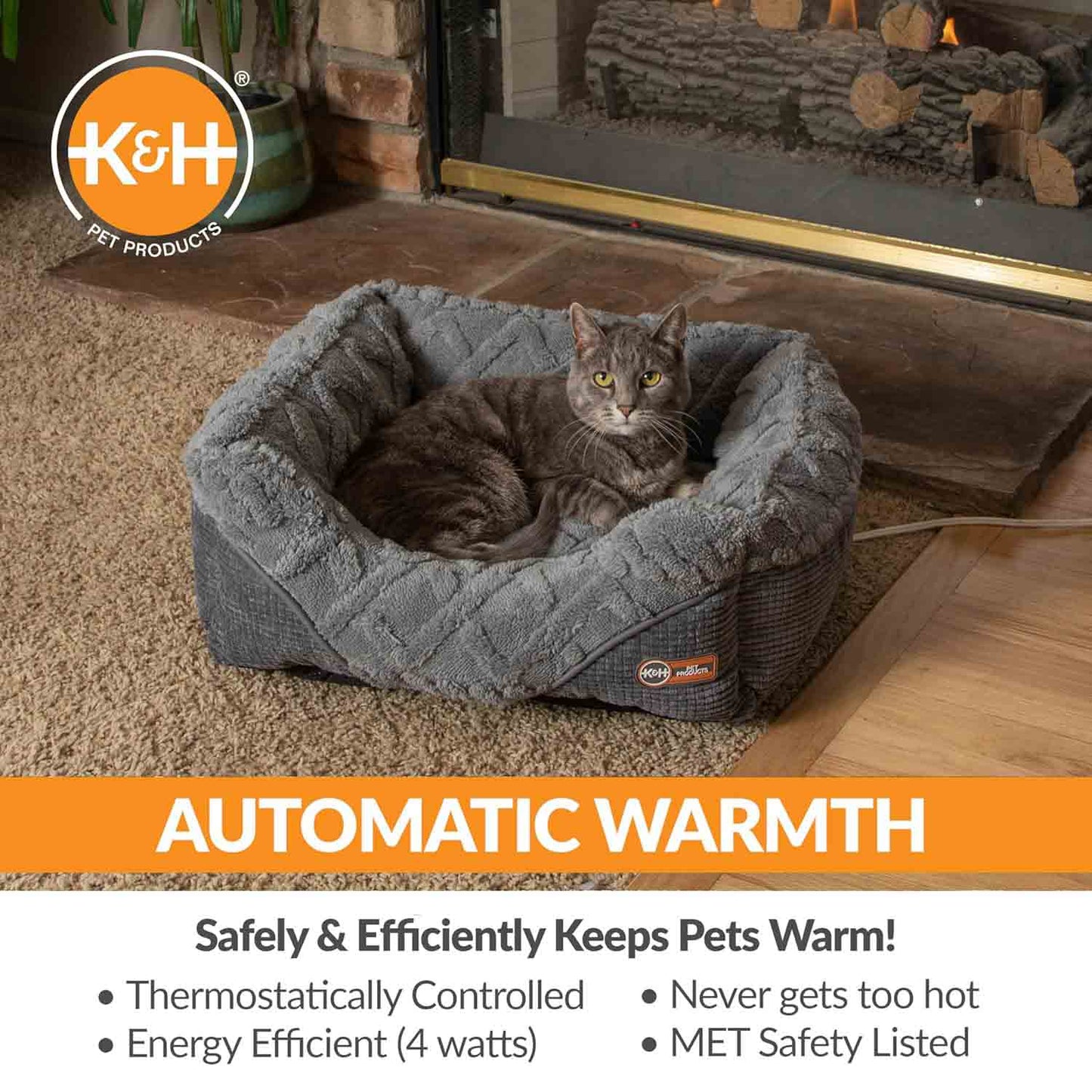 K H Thermo Pet Lounge Sleeper Heated Cat Small Dog Bed Plush - lifestyle view