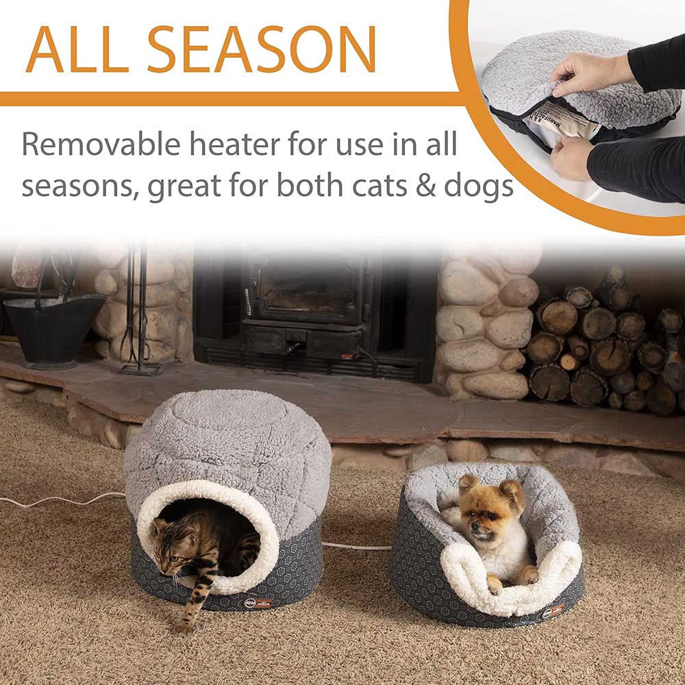K H Thermo Pet Nest Heated Cat Bed Soft Plush Indoor Cat For - lifestyle view