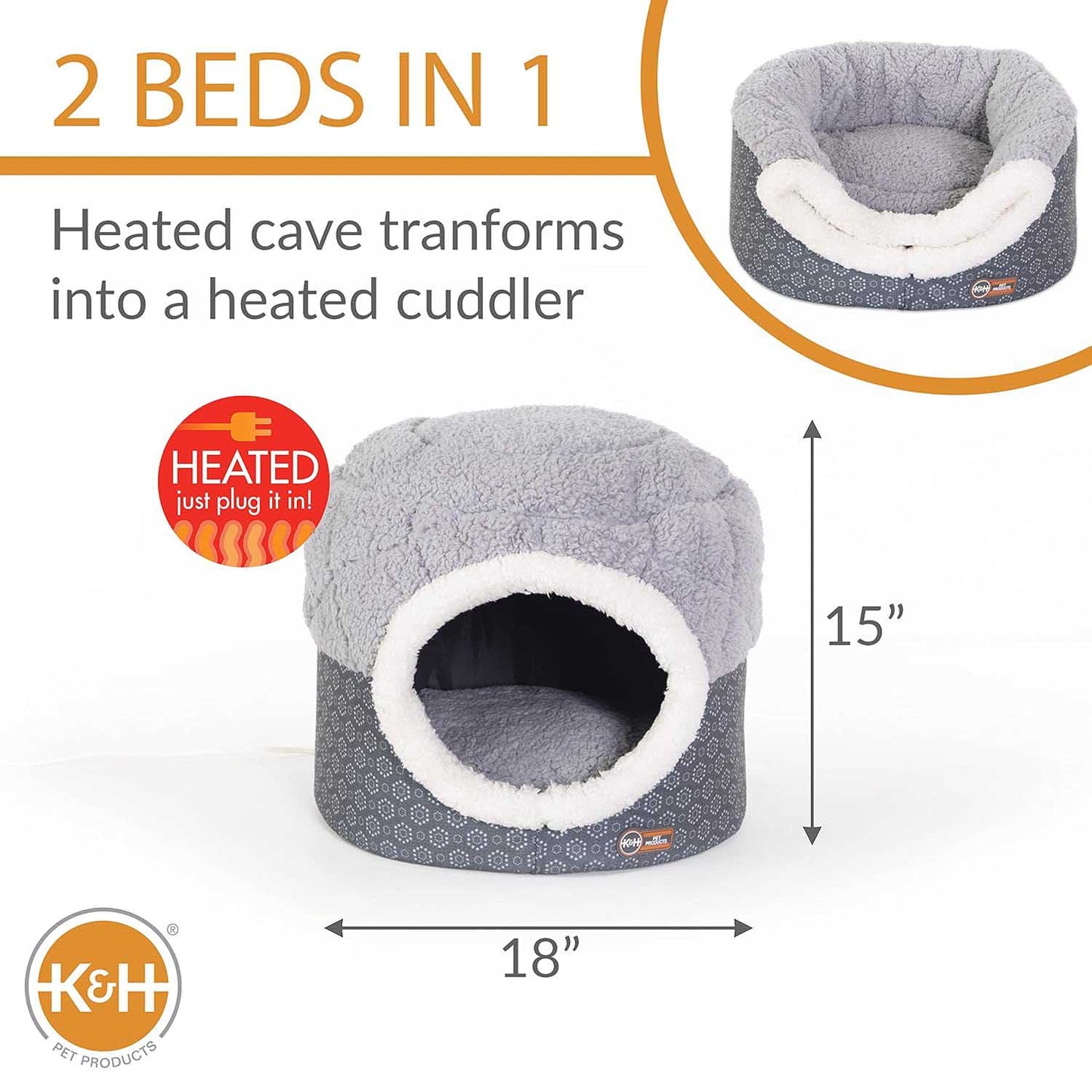 K H Thermo Pet Nest Heated Cat Bed Soft Plush Indoor Cat For - detail view