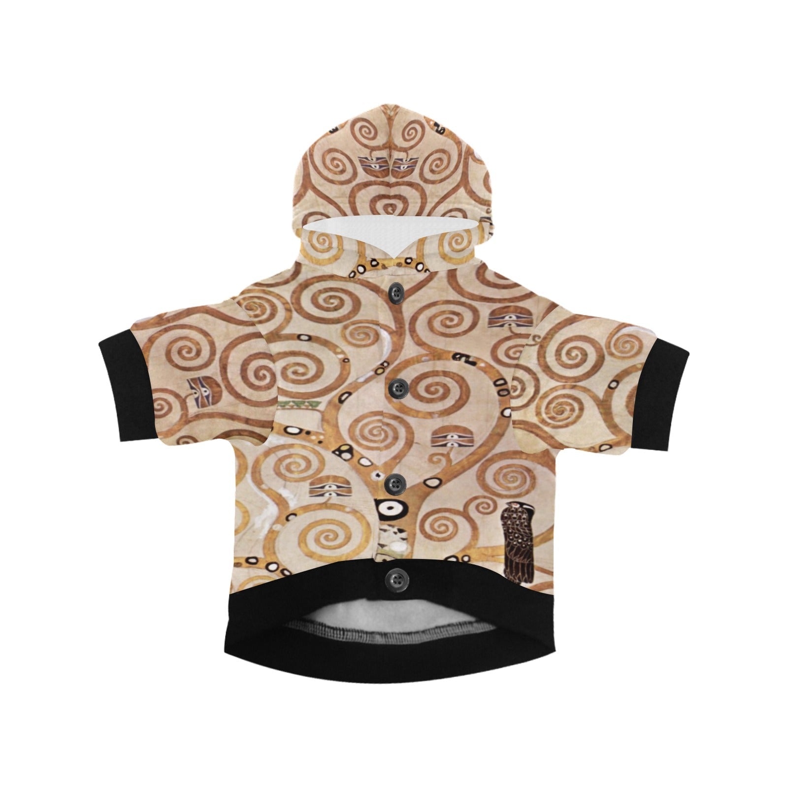 Pet Apparel Klimt Tree of Life Stoclet Frieze Button Hoodie - lifestyle product image for pet apparel