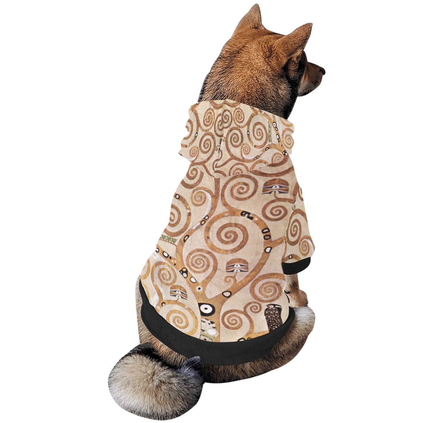 Pet Apparel Klimt Tree of Life Stoclet Frieze Button Hoodie - size and texture image for pet apparel