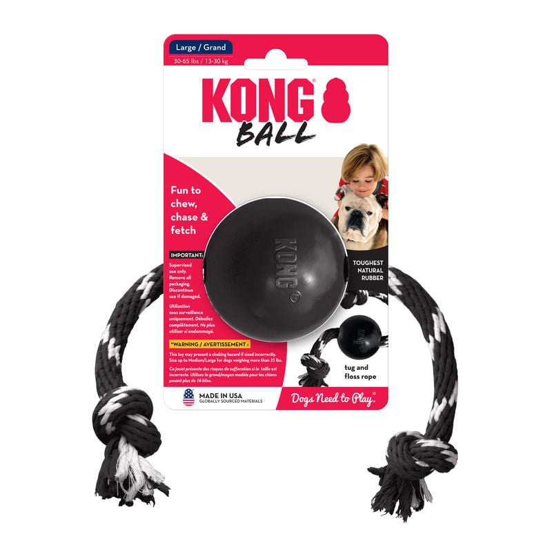 KONG Extreme Ball With Rope Dog Toy Fetch Dog Toy Durable - main product image