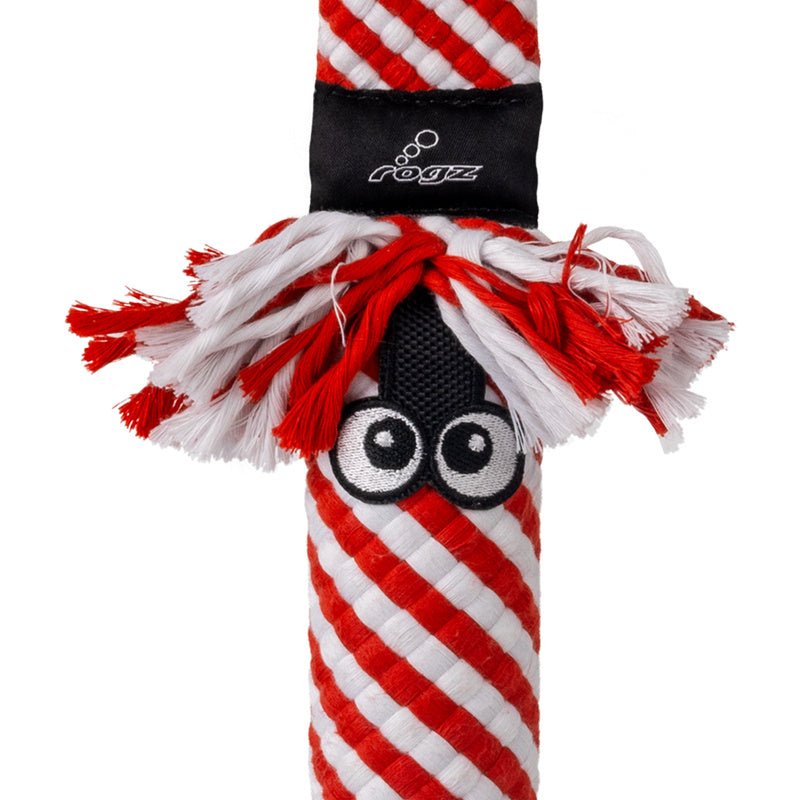 KONG Holiday Scrubz Candy Cane Dog Tug Fetch Toy Fetch Dog - lifestyle view
