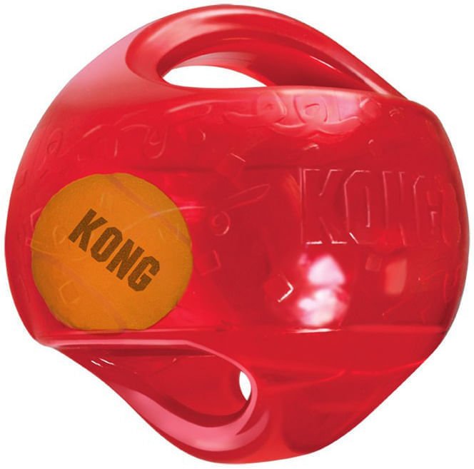 KONG Jumbler Ball Squeaker Dog Toy Fetch Dog Toy Durable - lifestyle view