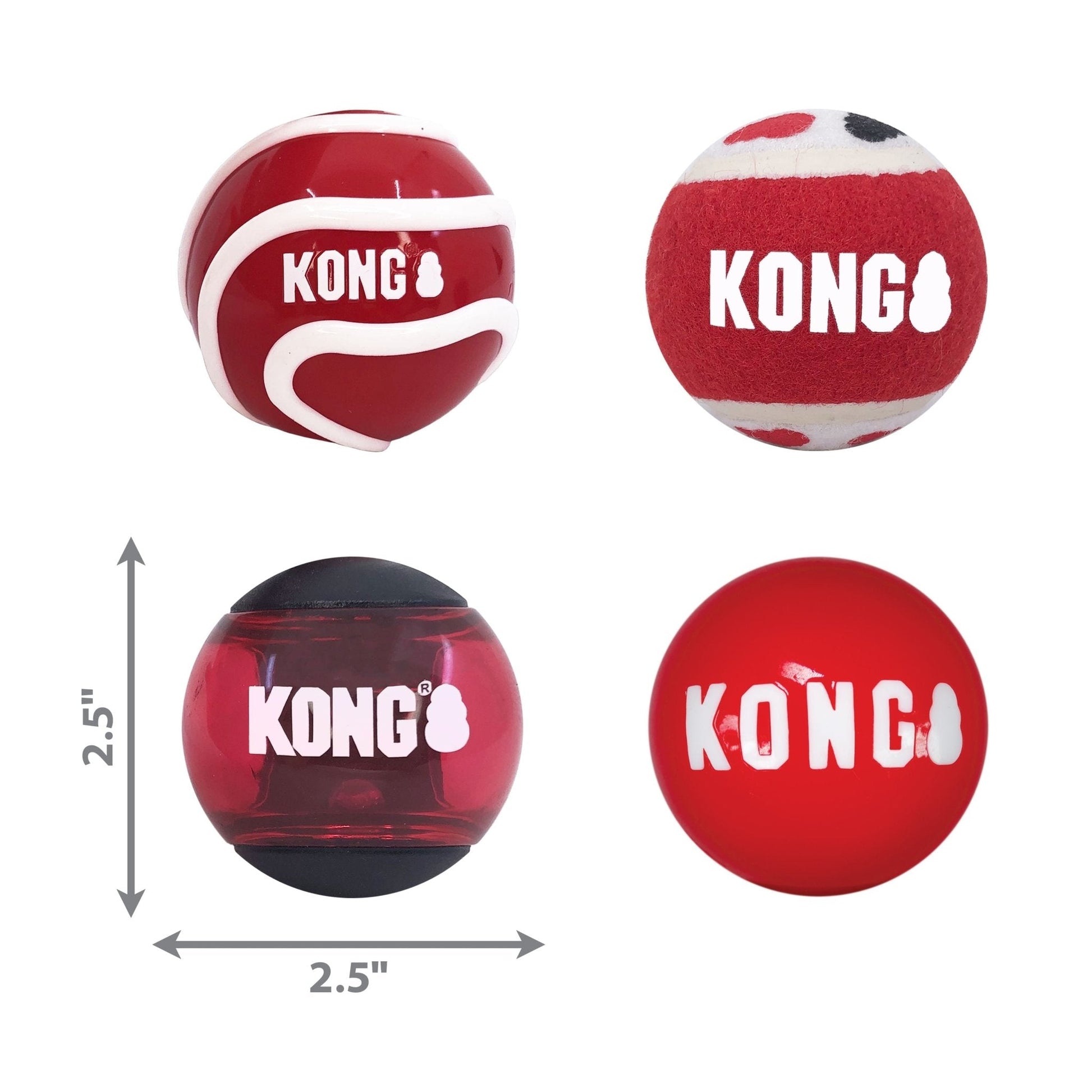 KONG Signature Fetch Dog Toy Balls Multi Pack Fetch Dog Toy - lifestyle view