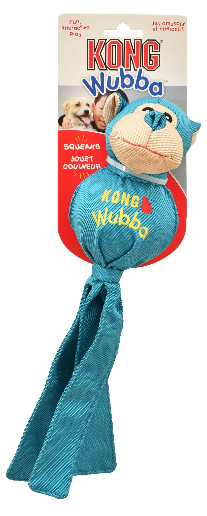 KONG Wubba Ballistic Friends Durable Squeaker Dog Toys Fetch - close up view