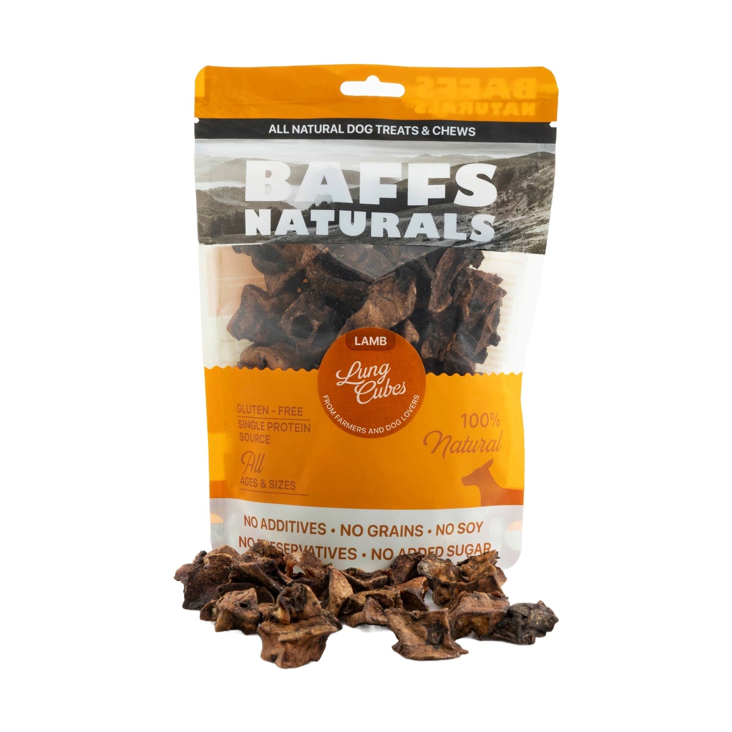 Dog Treats BAFFS NATURALS All-Natural Lamb Lung Cubes 7oz - main product image for dog treats