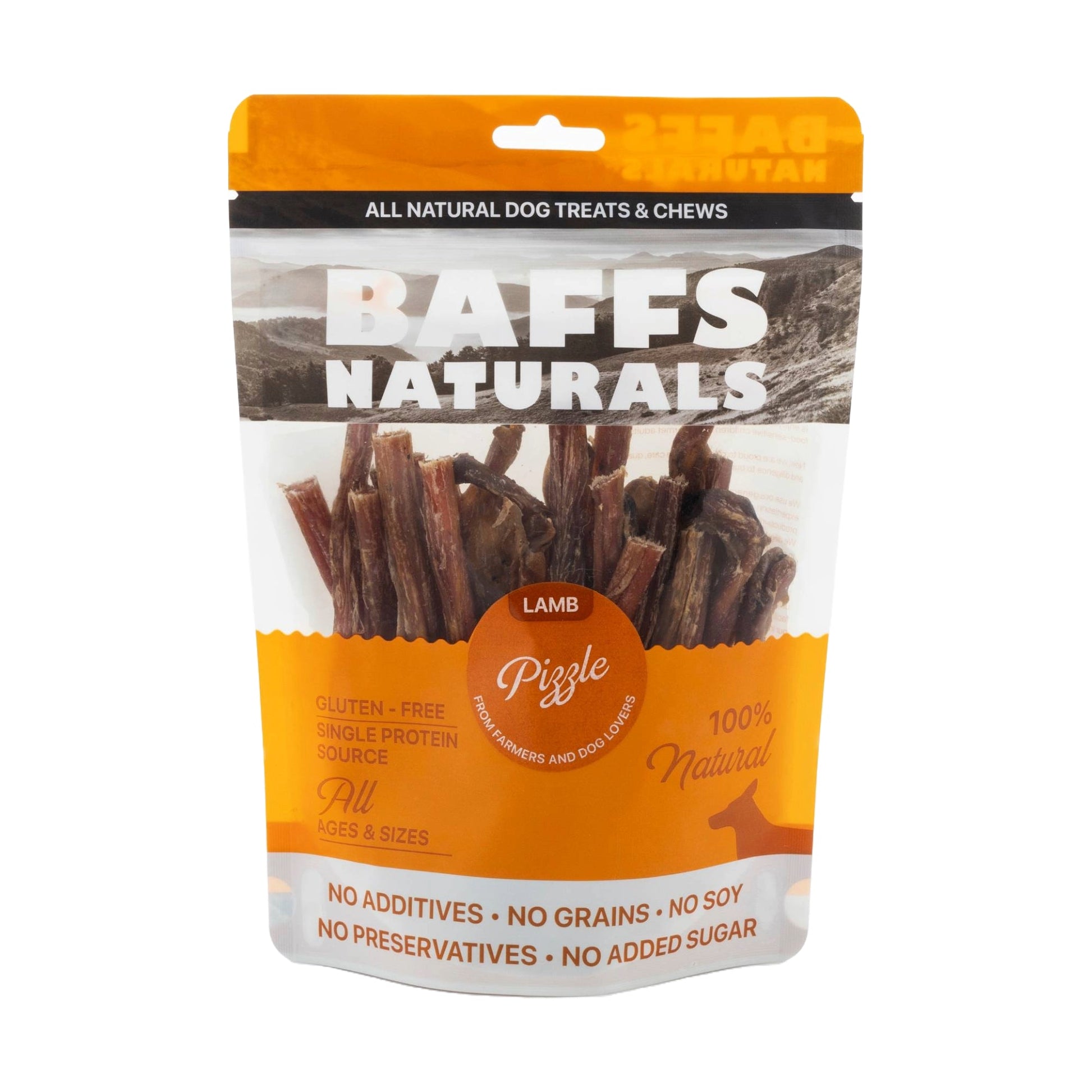 Dog Treats BAFFS NATURALS All-Natural Lamb Pizzle Chews 8oz - detail product image for dog treats