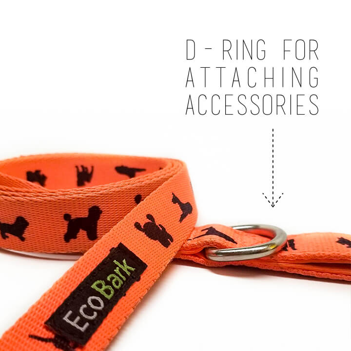 Dog Leash EcoBark Safety Orange Leash- Padded Comfort Grip - gallery product image for dog leash