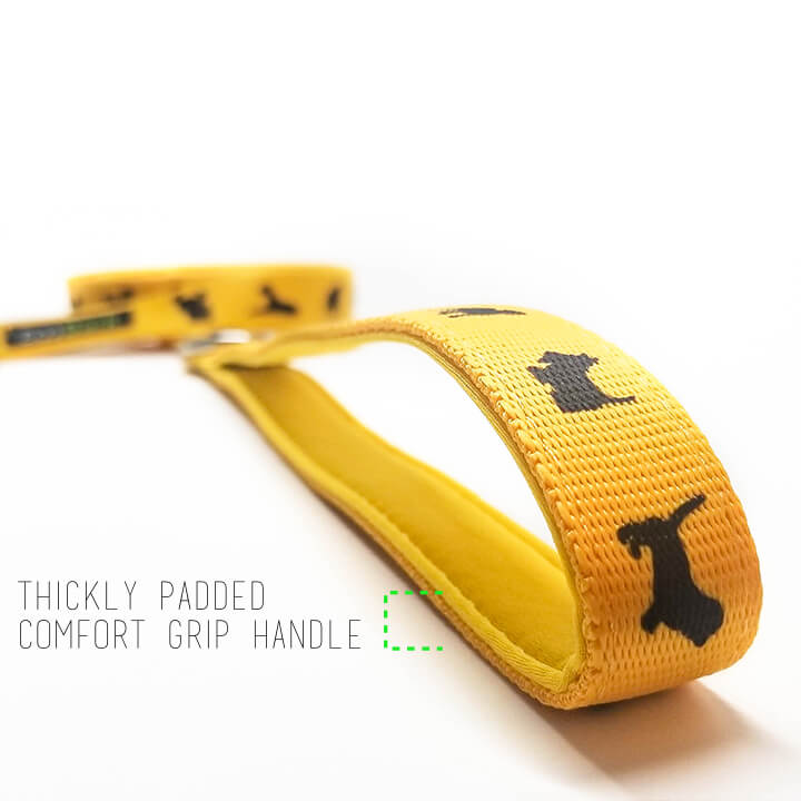Dog Leash EcoBark Yellow Leash- Padded Comfort Grip Padded - gallery product image for dog leash