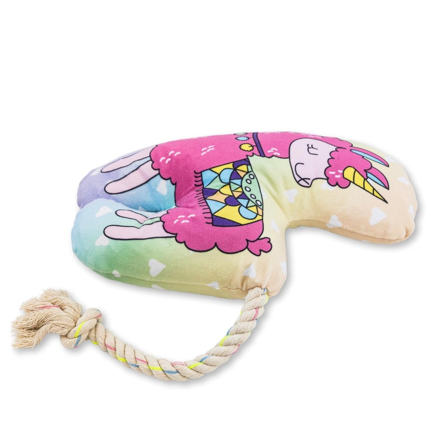 Dog Treats Magical Llama Plush Toy with Squeaker Crinkle - size and texture image for dog treats
