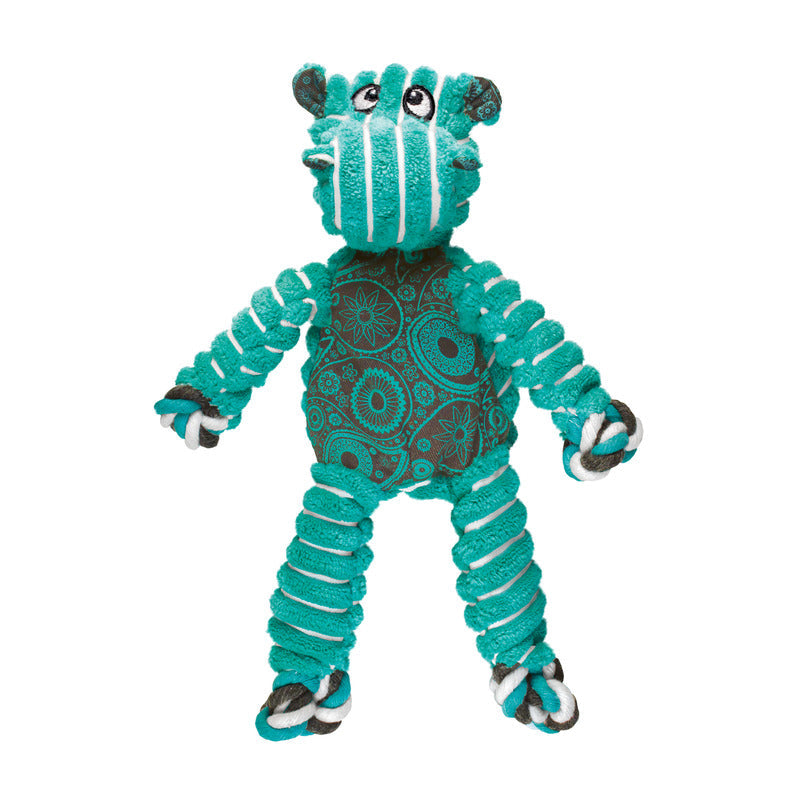 KONG Floppy Knots Hippo Plush Dog Toy Durable Play - detail view
