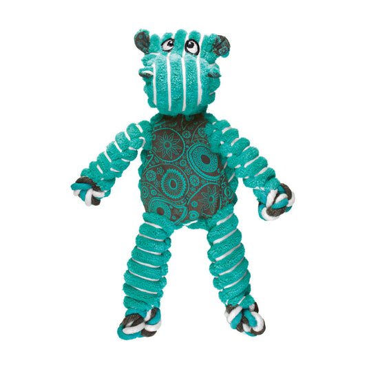 KONG Floppy Knots Hippo Plush Dog Toy Durable Play - detail view