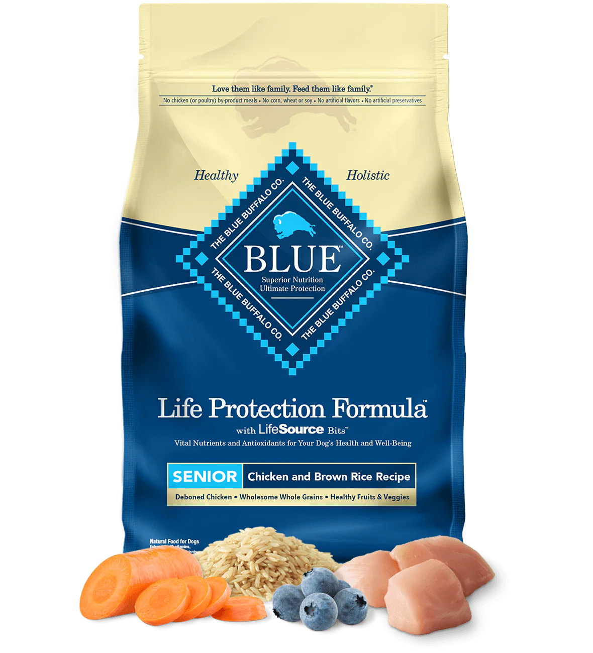 Blue Buffalo Senior Chicken and Brown Rice Dry Dog Food - main product image