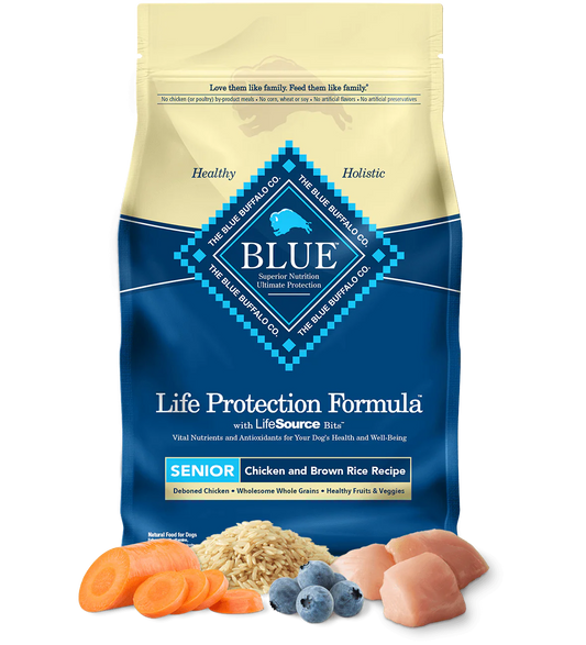 Blue Buffalo Senior Chicken and Brown Rice Dry Dog Food - main product image