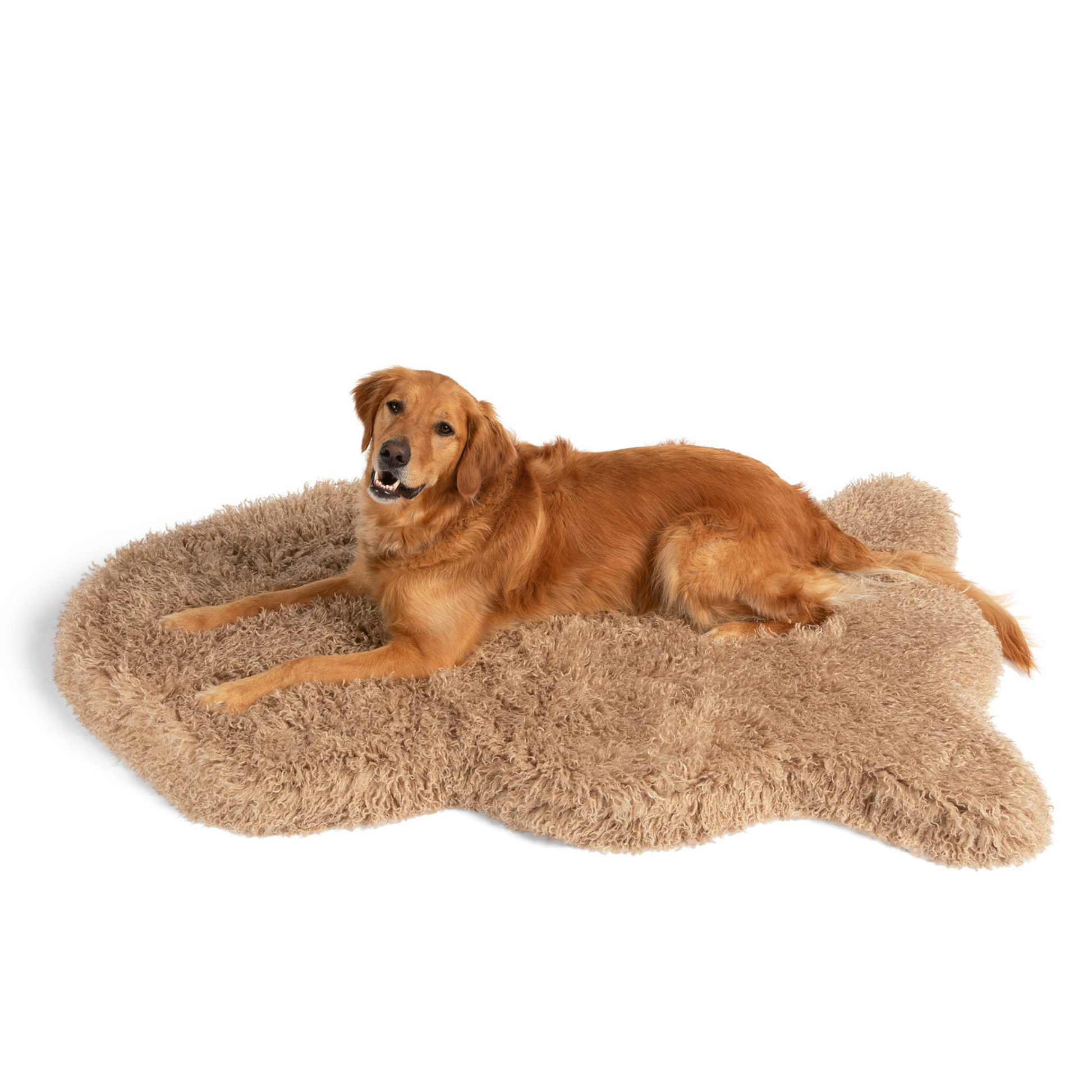 PupRug� Luxe Faux Fur Orthopedic Dog Bed -  Plush Sheep Tan - lifestyle view