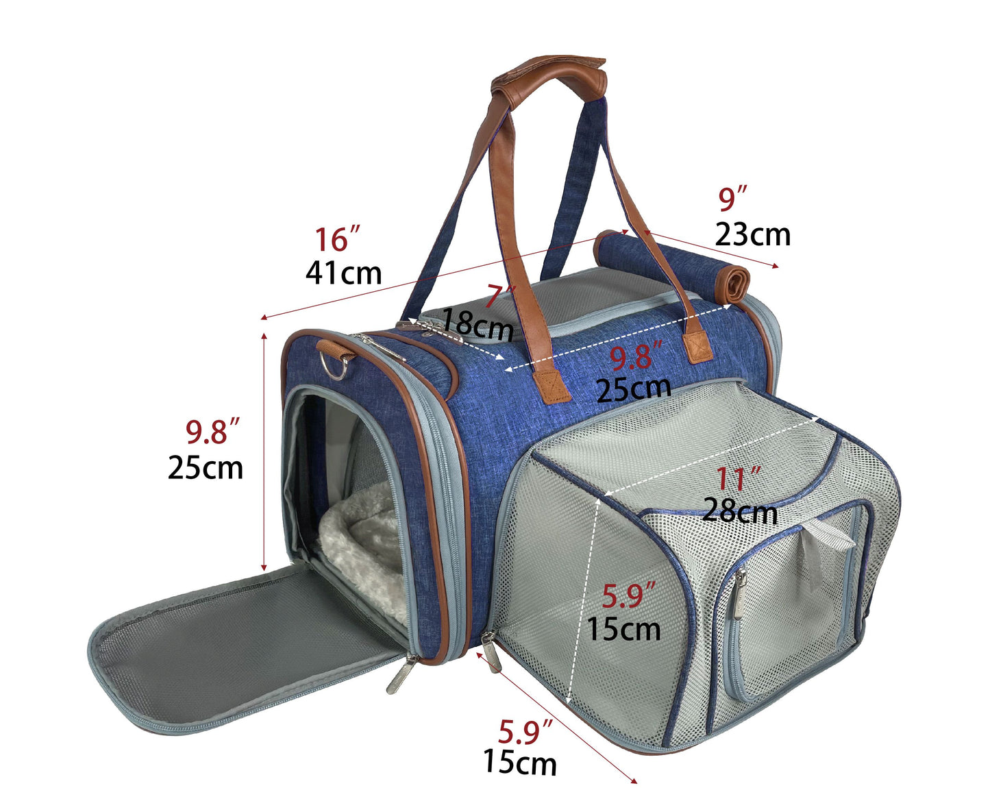 Mr. Peanut's Gold Series Mini Size Airline Compliant Expandable Pet Carrier - close up view