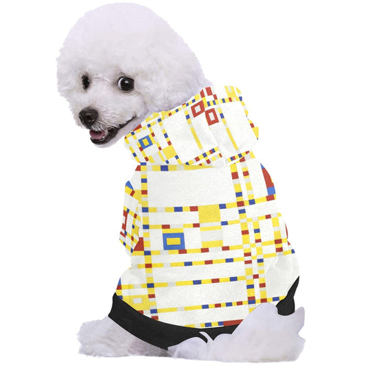 Pet Apparel Mondrian Broadway Boogie Woogie Button Hoodie - detail product image for pet apparel