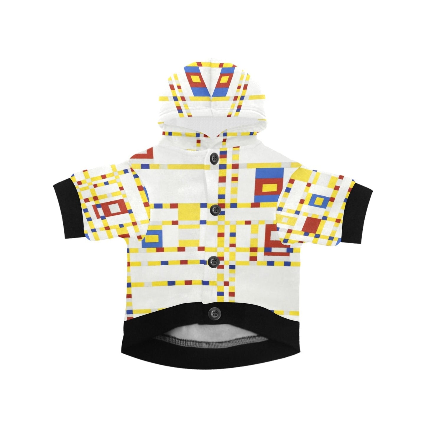 Pet Apparel Mondrian Broadway Boogie Woogie Button Hoodie - lifestyle product image for pet apparel