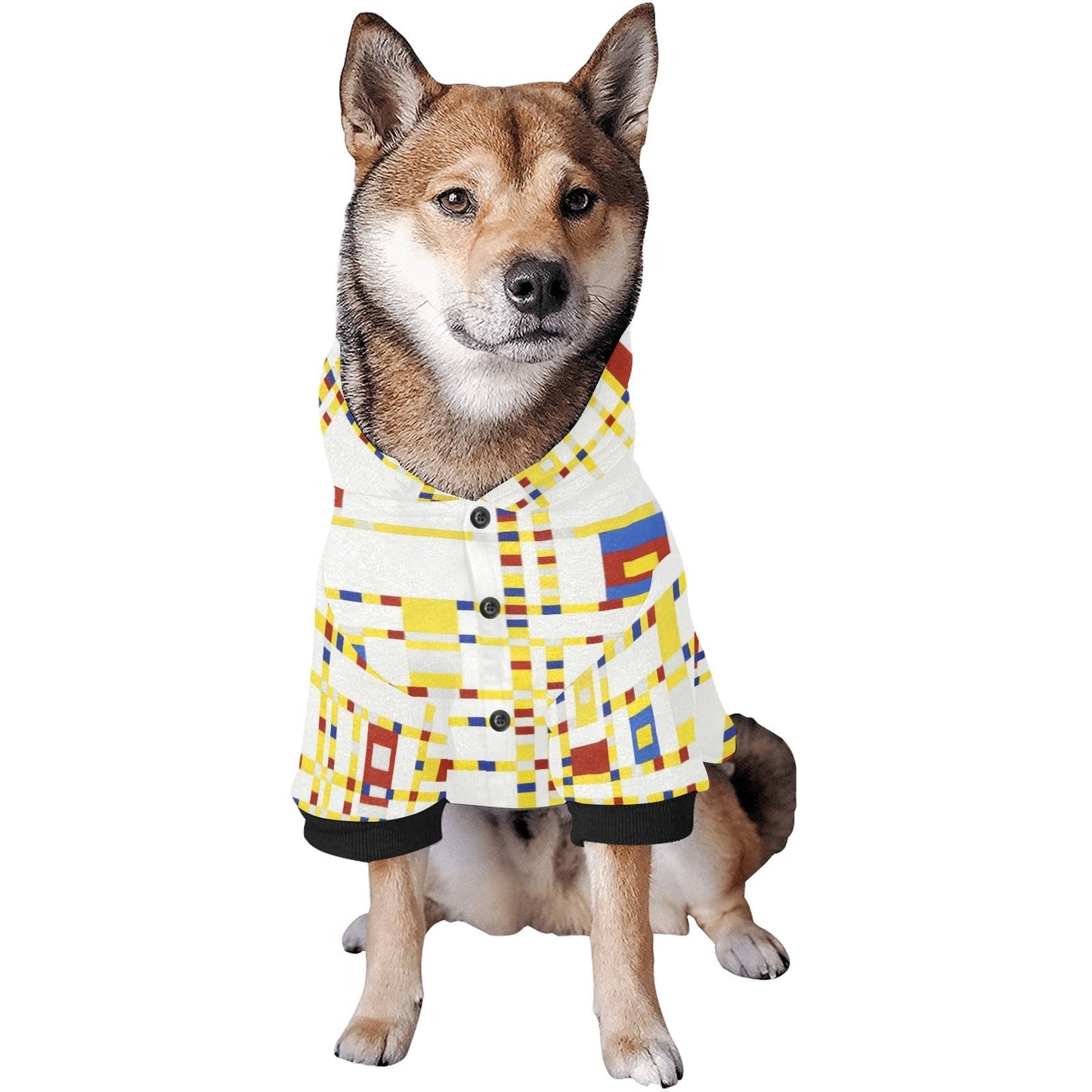 Pet Apparel Mondrian Broadway Boogie Woogie Button Hoodie - gallery product image for pet apparel