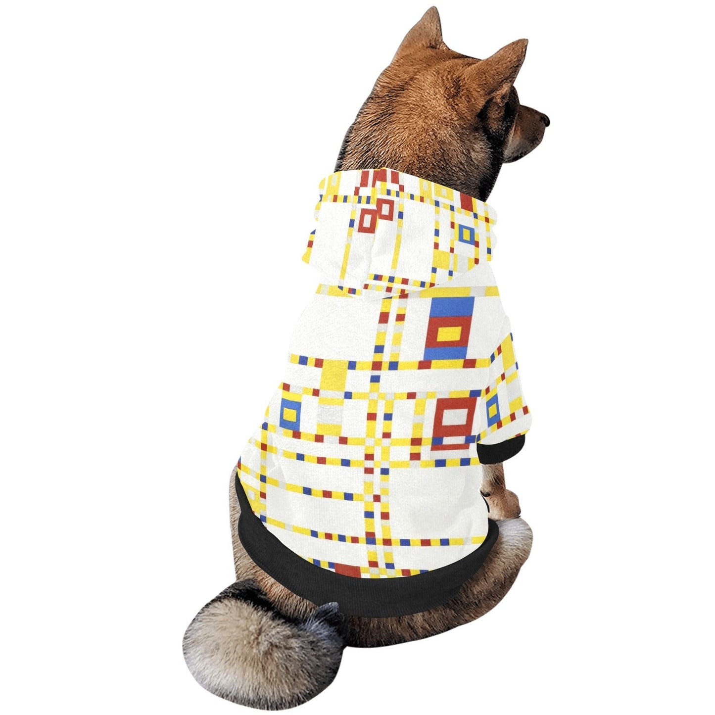 Pet Apparel Mondrian Broadway Boogie Woogie Button Hoodie - size and texture image for pet apparel
