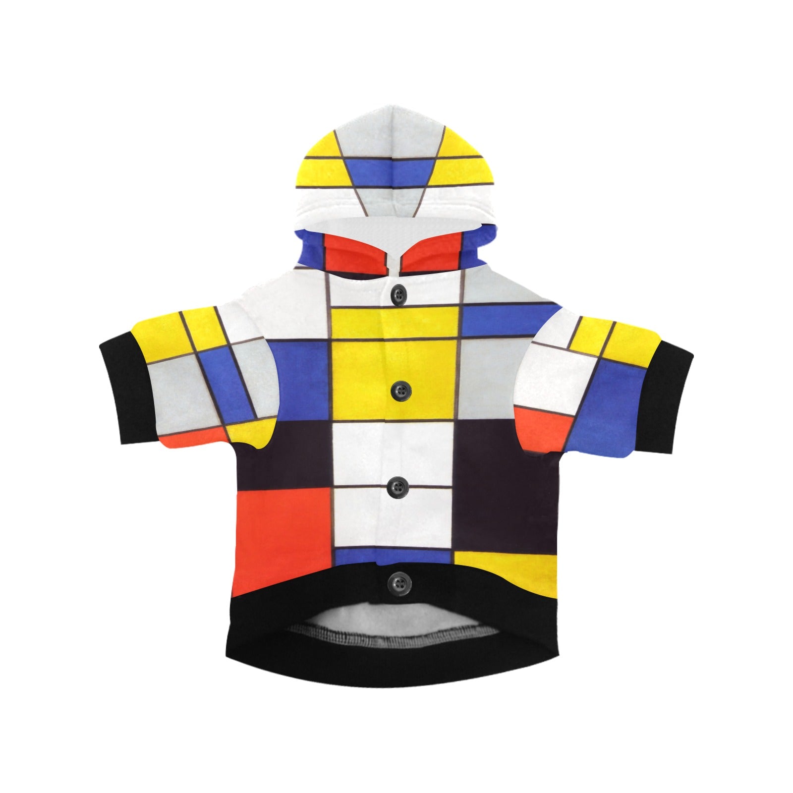 Pet Apparel Mondrian Composition Button Hoodie for Daily Use main product image for dogs and cats
