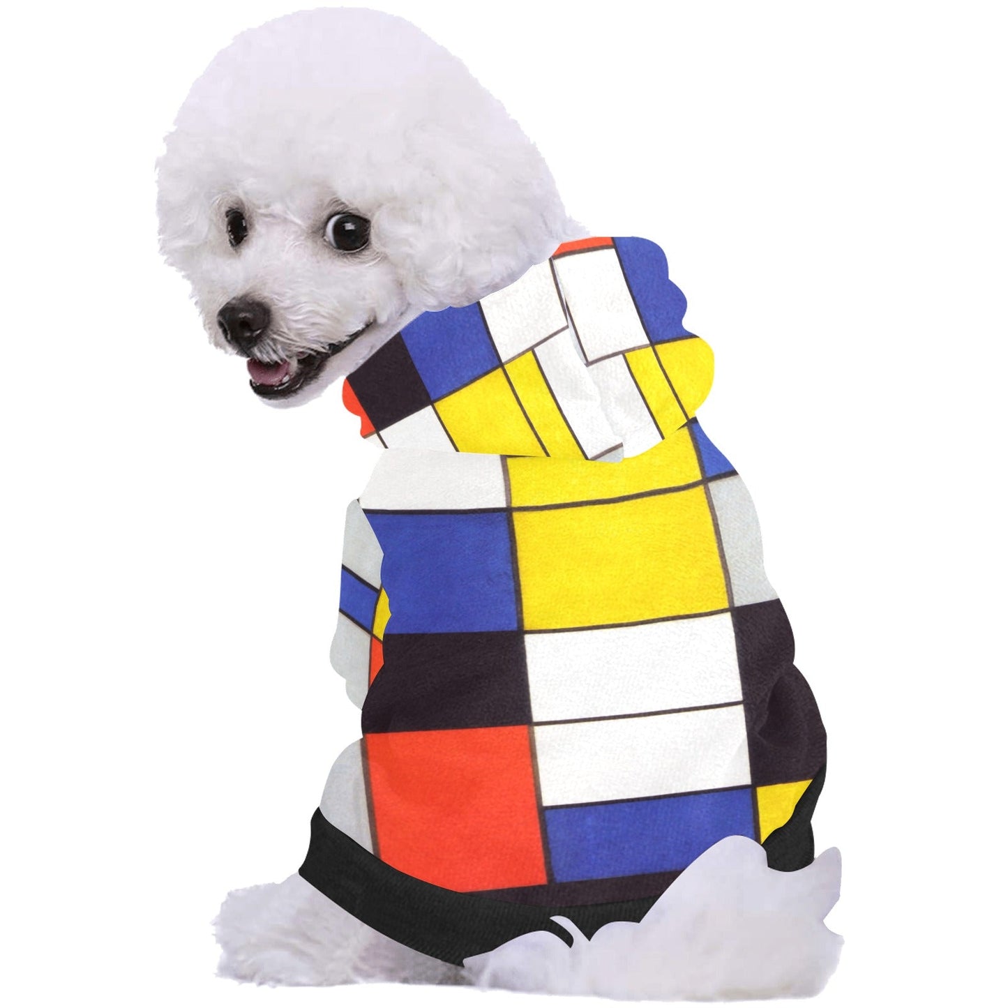 Pet Apparel Mondrian Composition Button Hoodie for Daily Use main product image for dogs and cats