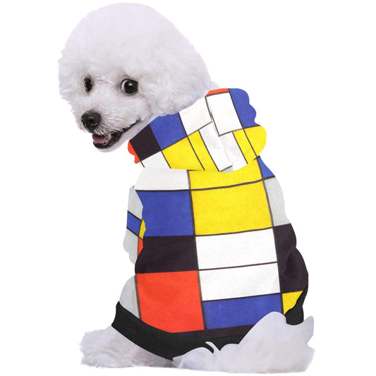 Pet Apparel Mondrian Composition Button Hoodie for Daily Use main product image for dogs and cats