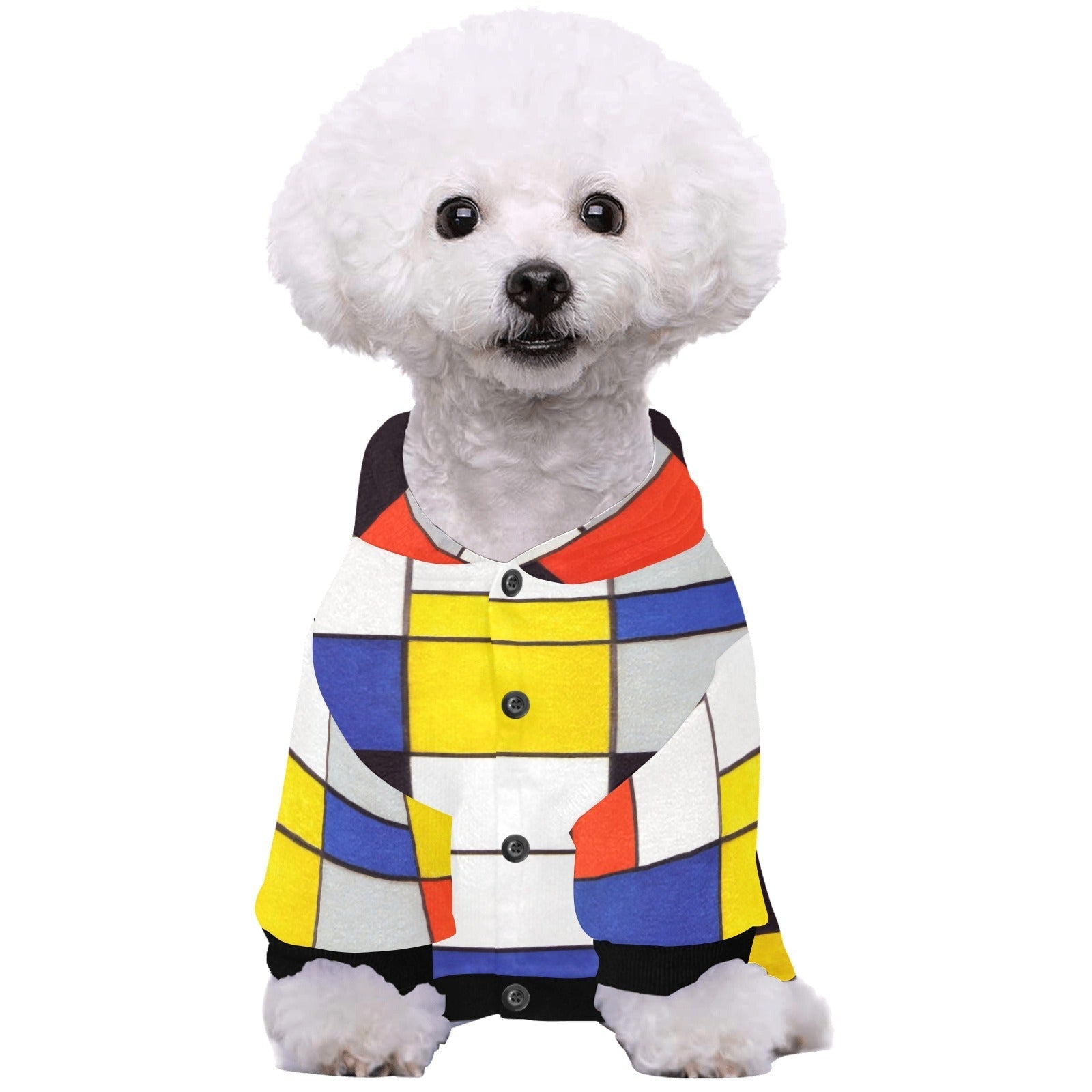 Pet Apparel Mondrian Composition Button Hoodie for Daily Use main product image for dogs and cats