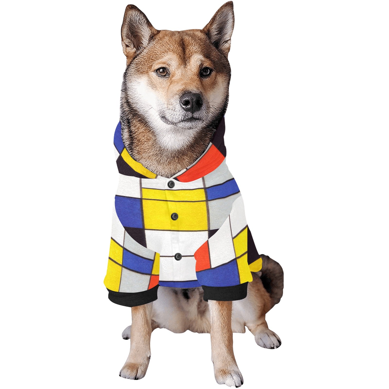 Pet Apparel Mondrian Composition Button Hoodie for Daily Use main product image for dogs and cats
