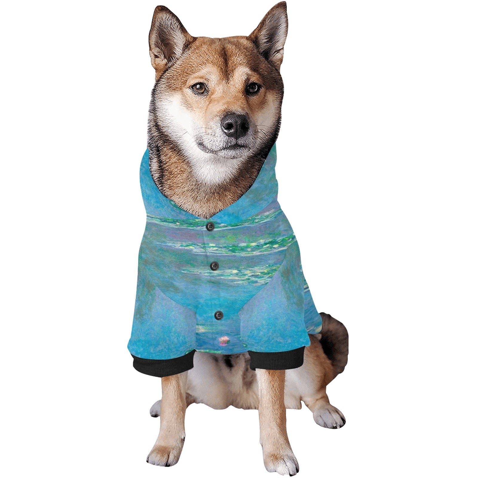 Pet Apparel Monet Water Lilies Button Hoodie for Daily Use main product image for dogs and cats
