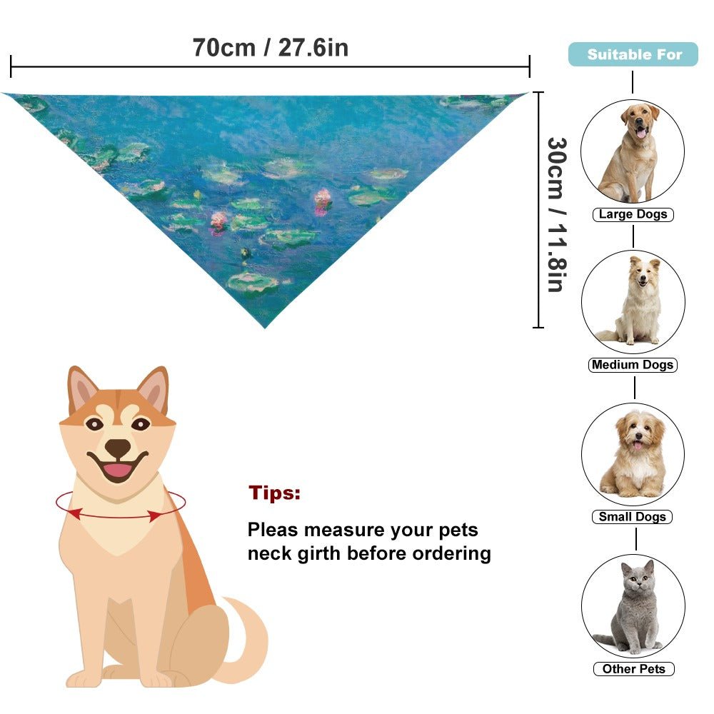 Pet Supply Monet Water Lilies Scarf for Daily Use l main product image for dogs and cats
